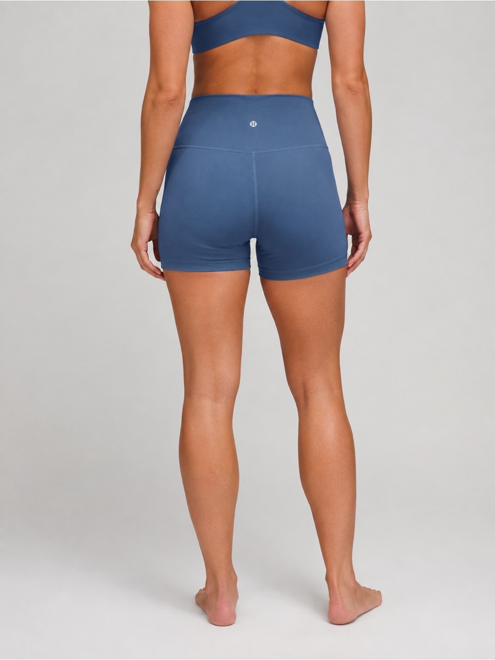Lululemon Align Ribbed High Rise 4 inch Shorts in Steal Blue New With Tags